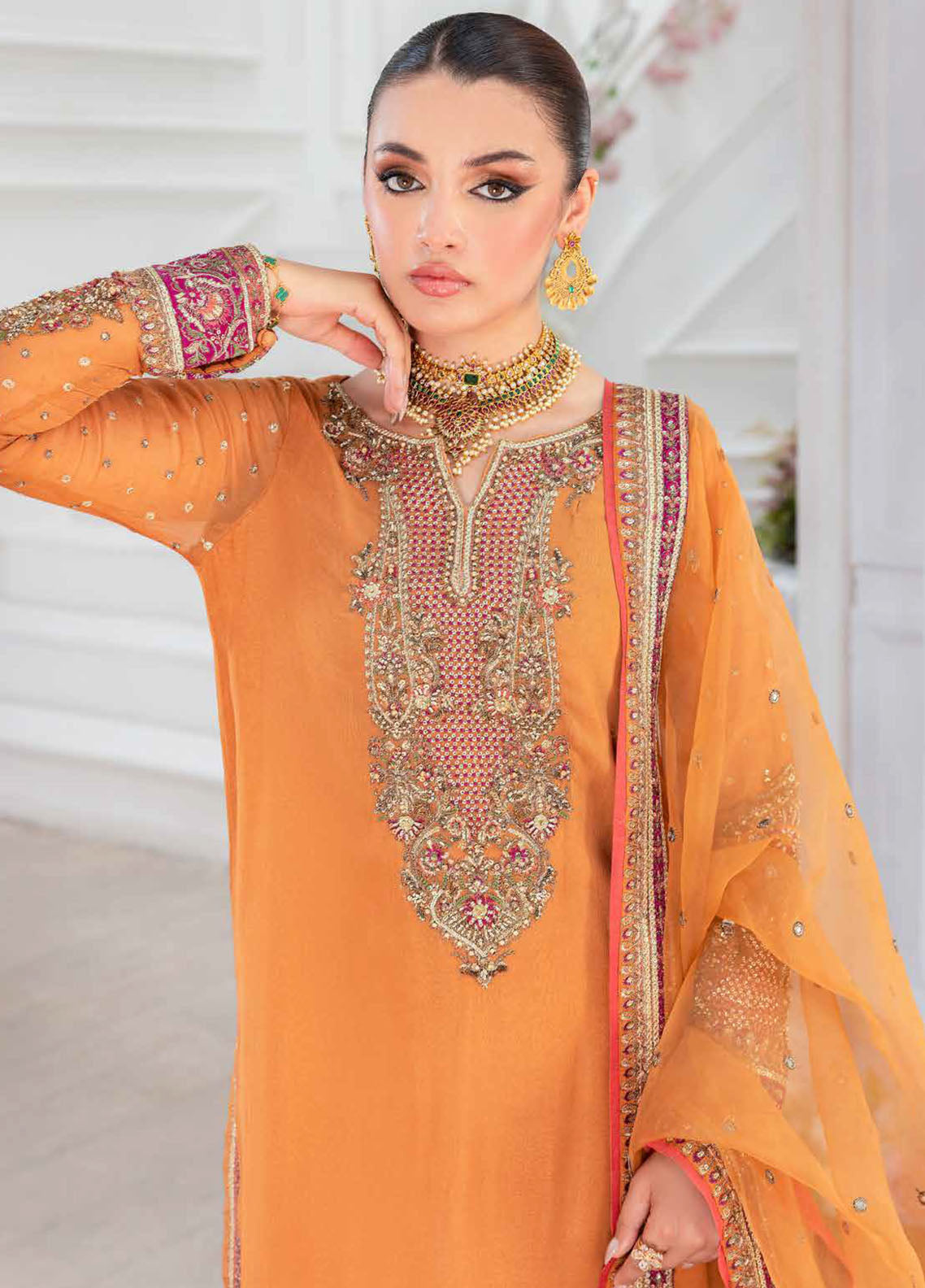 Diamond Dust By Charizma Embroidered Chiffon 4 Piece Unstitched Suit CH25DDV1 DD5-06 Diamond Dust By Charizma Embroidered Chiffon 4 Piece Unstitched Suit CH25DDV1 DD5-06