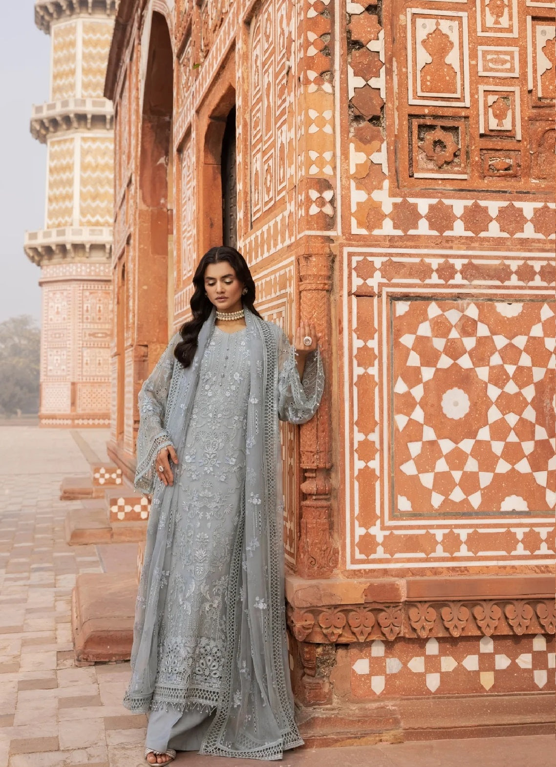 Dilkash By Lavish Premium Embroidered Chiffon 3 Piece Unstitched Suit LP25D D-05 ASHEN Dilkash By Lavish Premium Embroidered Chiffon 3 Piece Unstitched Suit LP25D D-05 ASHEN