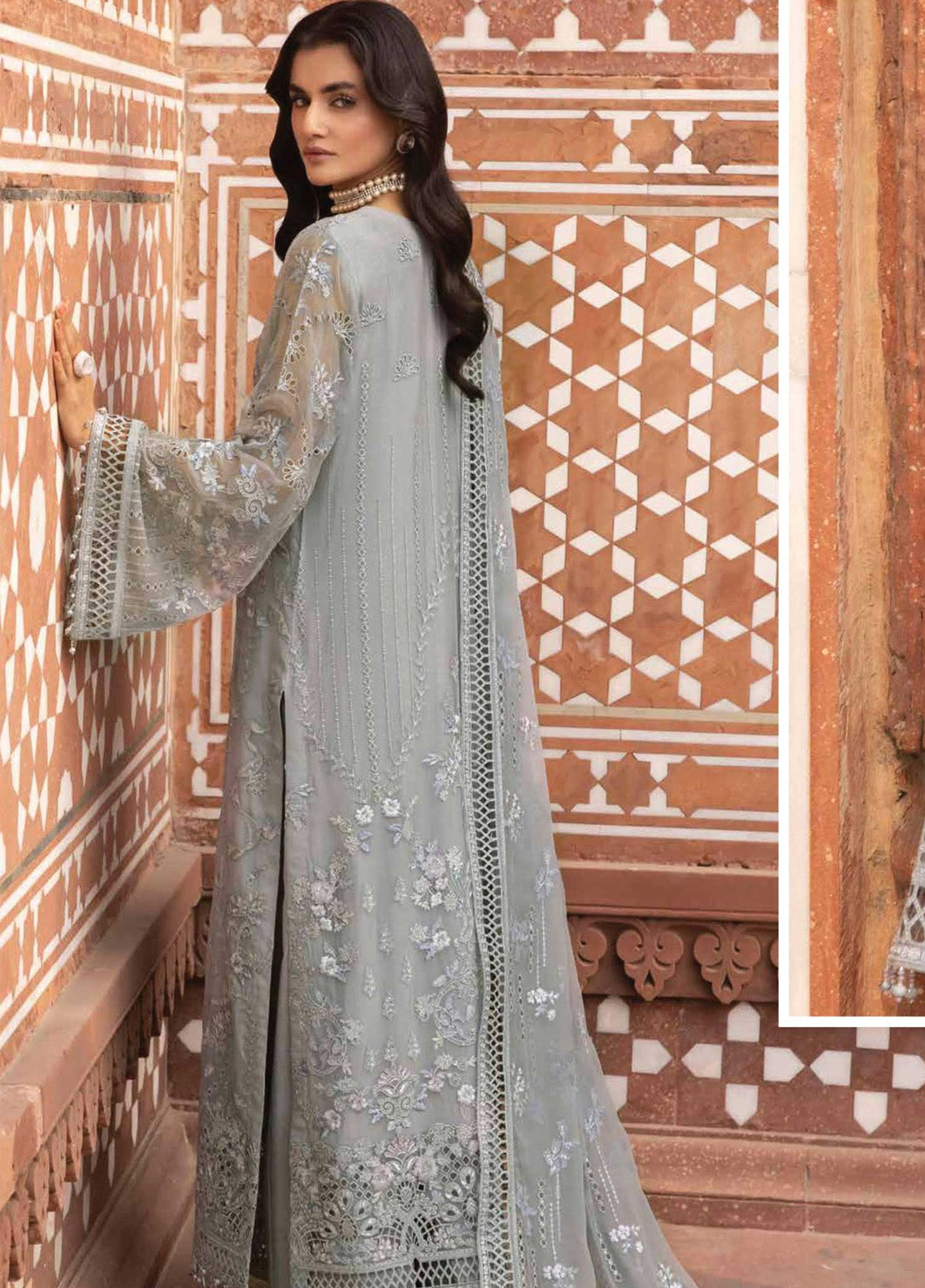Dilkash By Lavish Premium Embroidered Chiffon 3 Piece Unstitched Suit LP25D D-05 ASHEN Dilkash By Lavish Premium Embroidered Chiffon 3 Piece Unstitched Suit LP25D D-05 ASHEN
