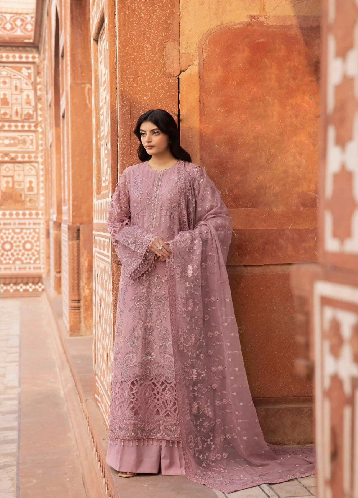 Dilkash By Lavish Premium Embroidered Chiffon 3 Piece Unstitched Suit LP25D D-06 BLOSSOM Dilkash By Lavish Premium Embroidered Chiffon 3 Piece Unstitched Suit LP25D D-06 BLOSSOM