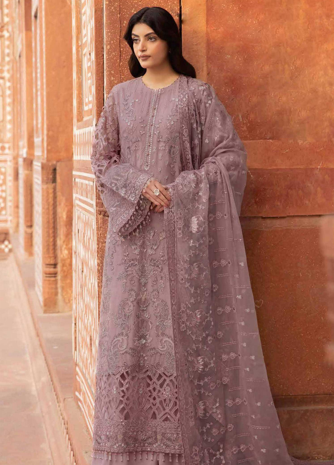 Dilkash By Lavish Premium Embroidered Chiffon 3 Piece Unstitched Suit LP25D D-06 BLOSSOM Dilkash By Lavish Premium Embroidered Chiffon 3 Piece Unstitched Suit LP25D D-06 BLOSSOM