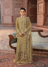 Dilkash By Lavish Premium Embroidered Chiffon 3 Piece Unstitched Suit LP25D D-07 DARK TAN