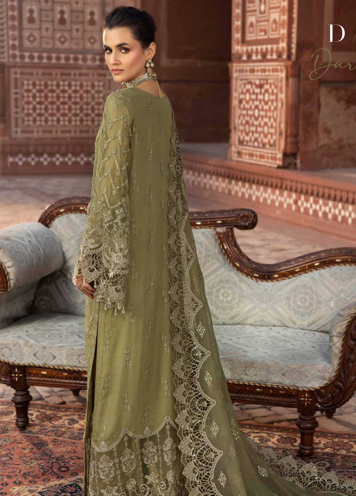 Dilkash By Lavish Premium Embroidered Chiffon 3 Piece Unstitched Suit LP25D D-07 DARK TAN Dilkash By Lavish Premium Embroidered Chiffon 3 Piece Unstitched Suit LP25D D-07 DARK TAN