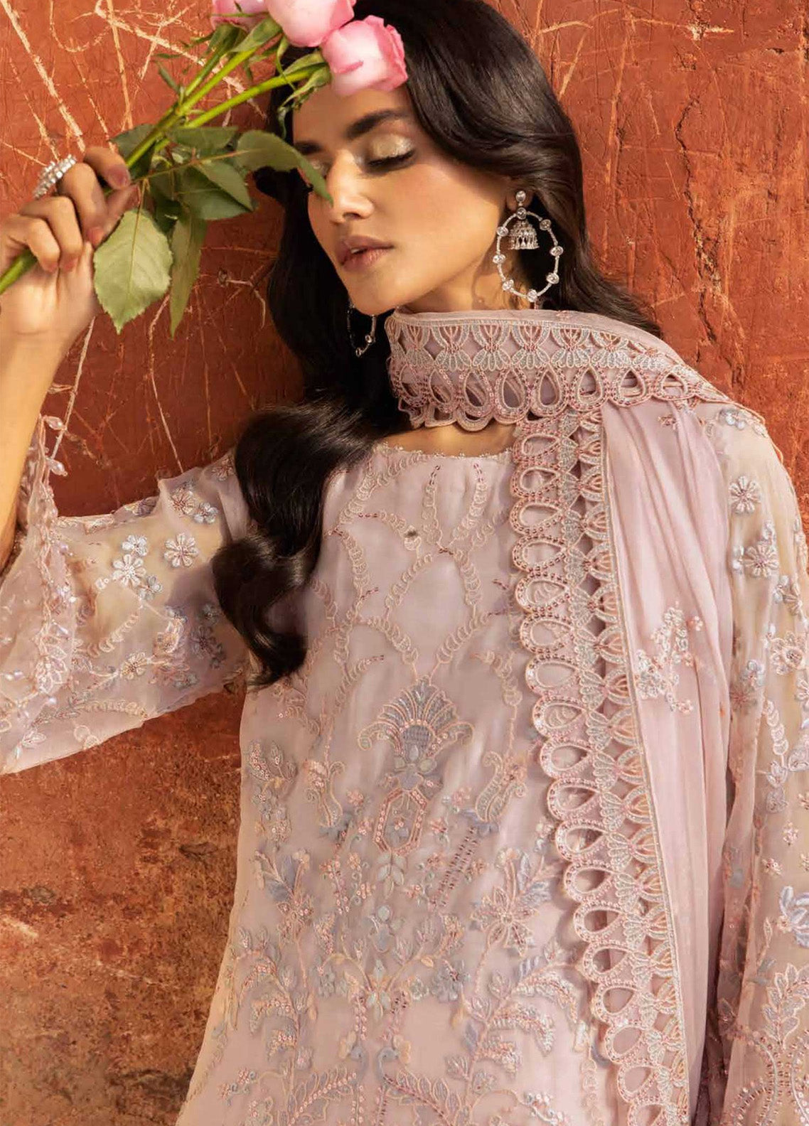 Dilkash By Lavish Premium Embroidered Chiffon 3 Piece Unstitched Suit LP25D D-08 CHILAEN PINK Dilkash By Lavish Premium Embroidered Chiffon 3 Piece Unstitched Suit LP25D D-08 CHILAEN PINK