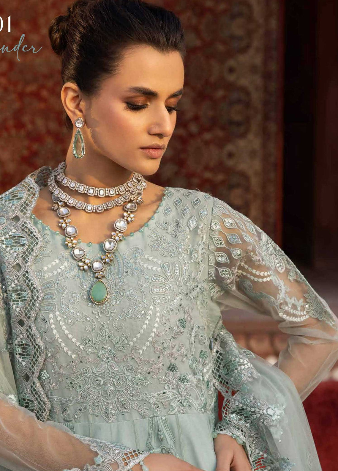 Dilkash By Lavish Premium Embroidered Organza 3 Piece Unstitched Suit LP25D D-01 CORIANDER Dilkash By Lavish Premium Embroidered Organza 3 Piece Unstitched Suit LP25D D-01 CORIANDER