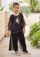 Eemans Fashion Fancy Chiffon Stitched Suit EEF25K&G D-736-BK