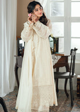 Eid Ensembles By Azure Embroidered Khaddi Net 4 Piece Unstitched Suit AZU26EE D-IVORY PETAL