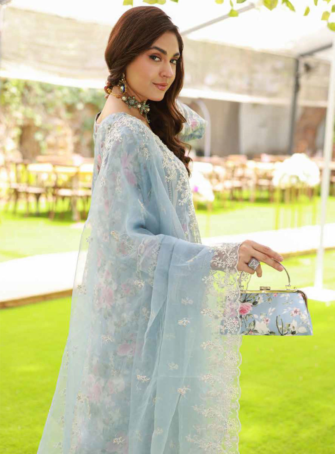 Elaf By Schick Luxury Embroidered Organza 3 Piece Semi Stitched Suit SDH24E LEO-01 Elaf By Schick Luxury Embroidered Organza 3 Piece Semi Stitched Suit SDH24E LEO-01