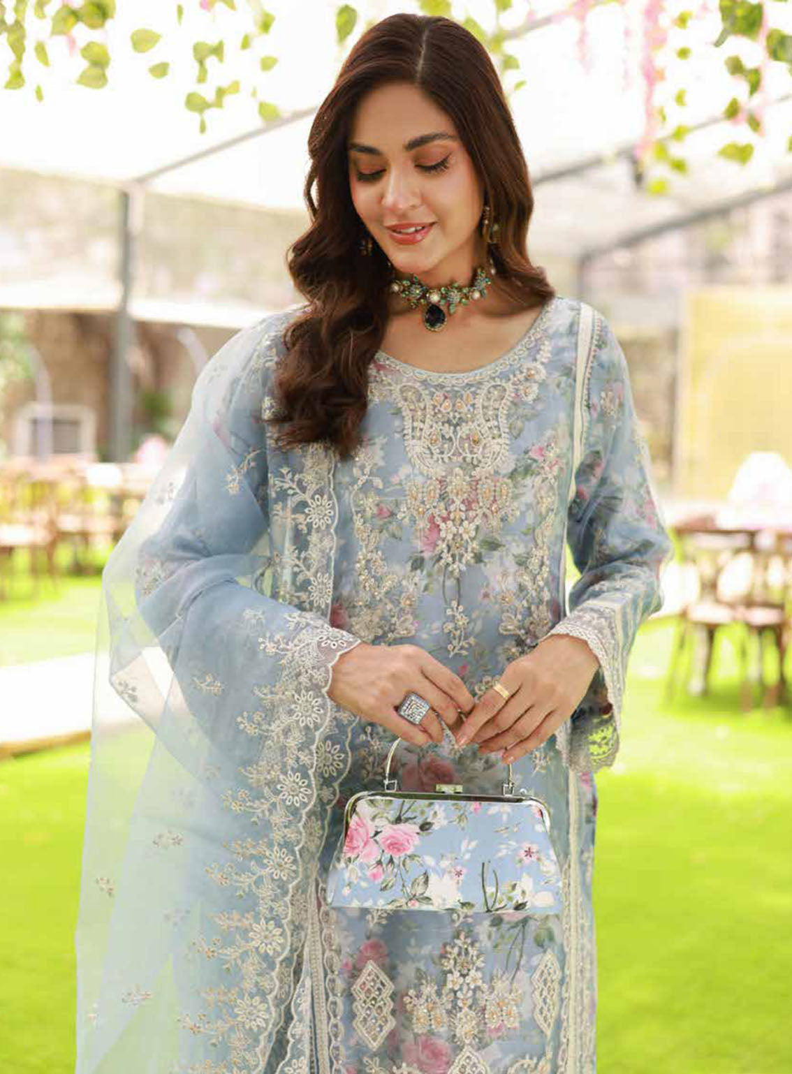Elaf By Schick Luxury Embroidered Organza 3 Piece Semi Stitched Suit SDH24E LEO-01 Elaf By Schick Luxury Embroidered Organza 3 Piece Semi Stitched Suit SDH24E LEO-01