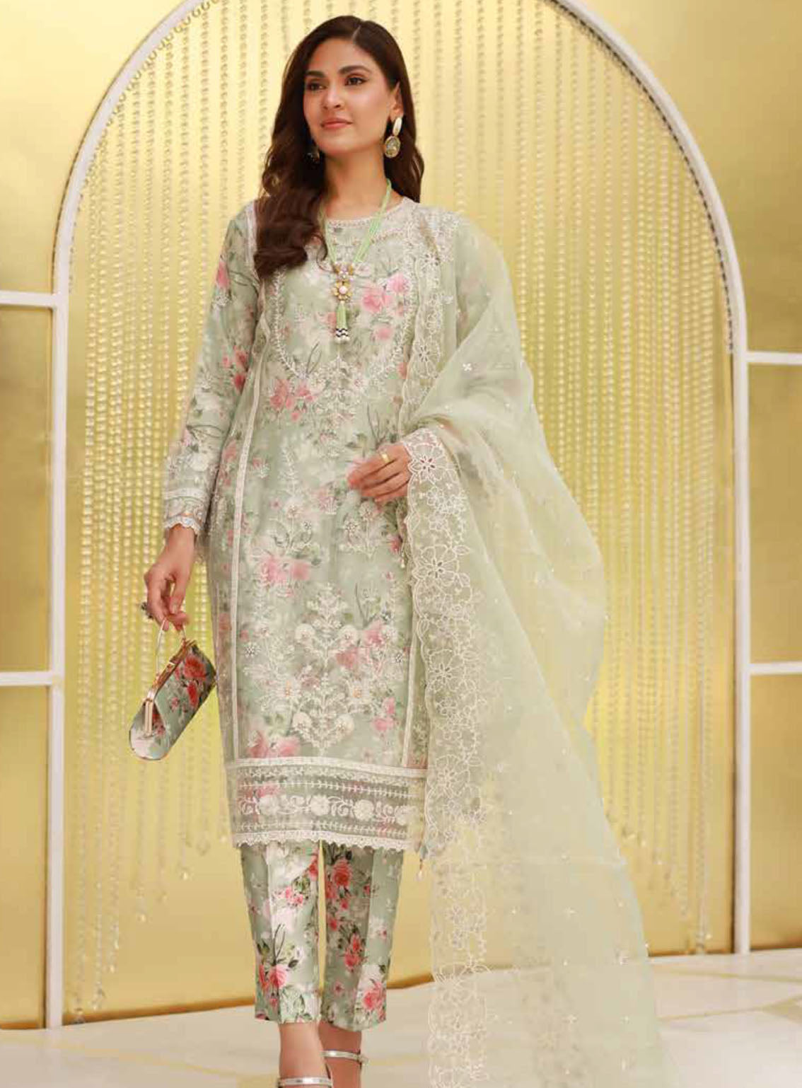 Elaf By Schick Luxury Embroidered Organza 3 Piece Semi Stitched Suit SDH24E LEO-02 Elaf By Schick Luxury Embroidered Organza 3 Piece Semi Stitched Suit SDH24E LEO-02