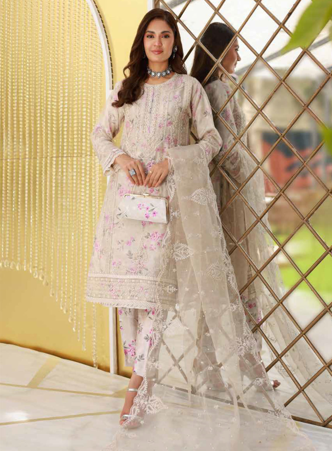 Elaf By Schick Luxury Embroidered Organza 3 Piece Semi Stitched Suit SDH24E LEO-03 Elaf By Schick Luxury Embroidered Organza 3 Piece Semi Stitched Suit SDH24E LEO-03
