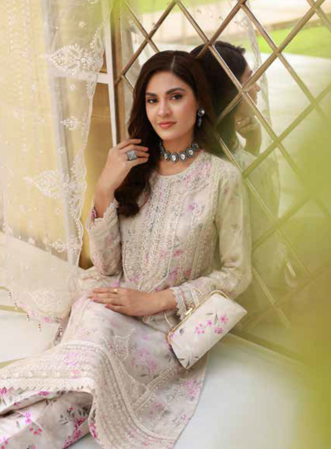 Elaf By Schick Luxury Embroidered Organza 3 Piece Semi Stitched Suit SDH24E LEO-03 Elaf By Schick Luxury Embroidered Organza 3 Piece Semi Stitched Suit SDH24E LEO-03