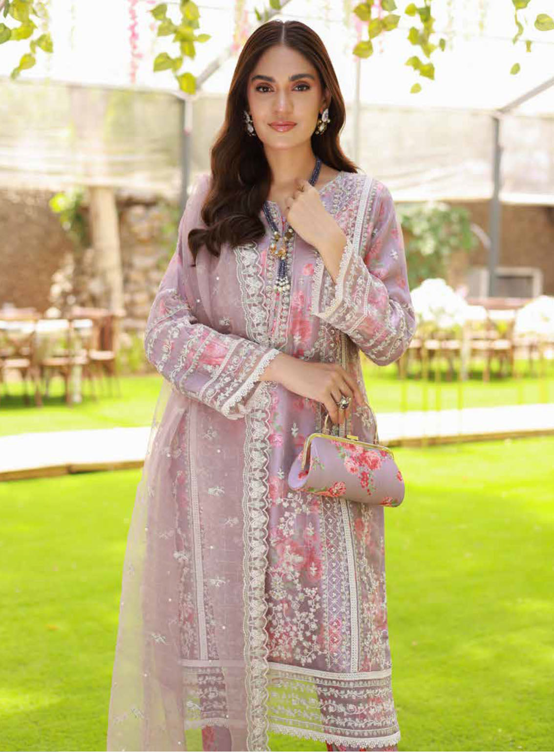 Elaf By Schick Luxury Embroidered Organza 3 Piece Semi Stitched Suit SDH24E LEO-05 Elaf By Schick Luxury Embroidered Organza 3 Piece Semi Stitched Suit SDH24E LEO-05