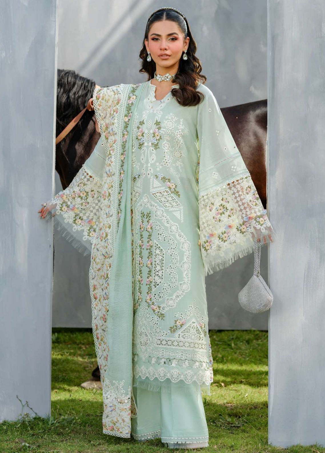 Elaf Embroidered Lawn 3 Piece Unstitched Suit EF25LV2 D-ELH-4B FROSTEL Elaf Embroidered Lawn 3 Piece Unstitched Suit EF25LV2 D-ELH-4B FROSTEL