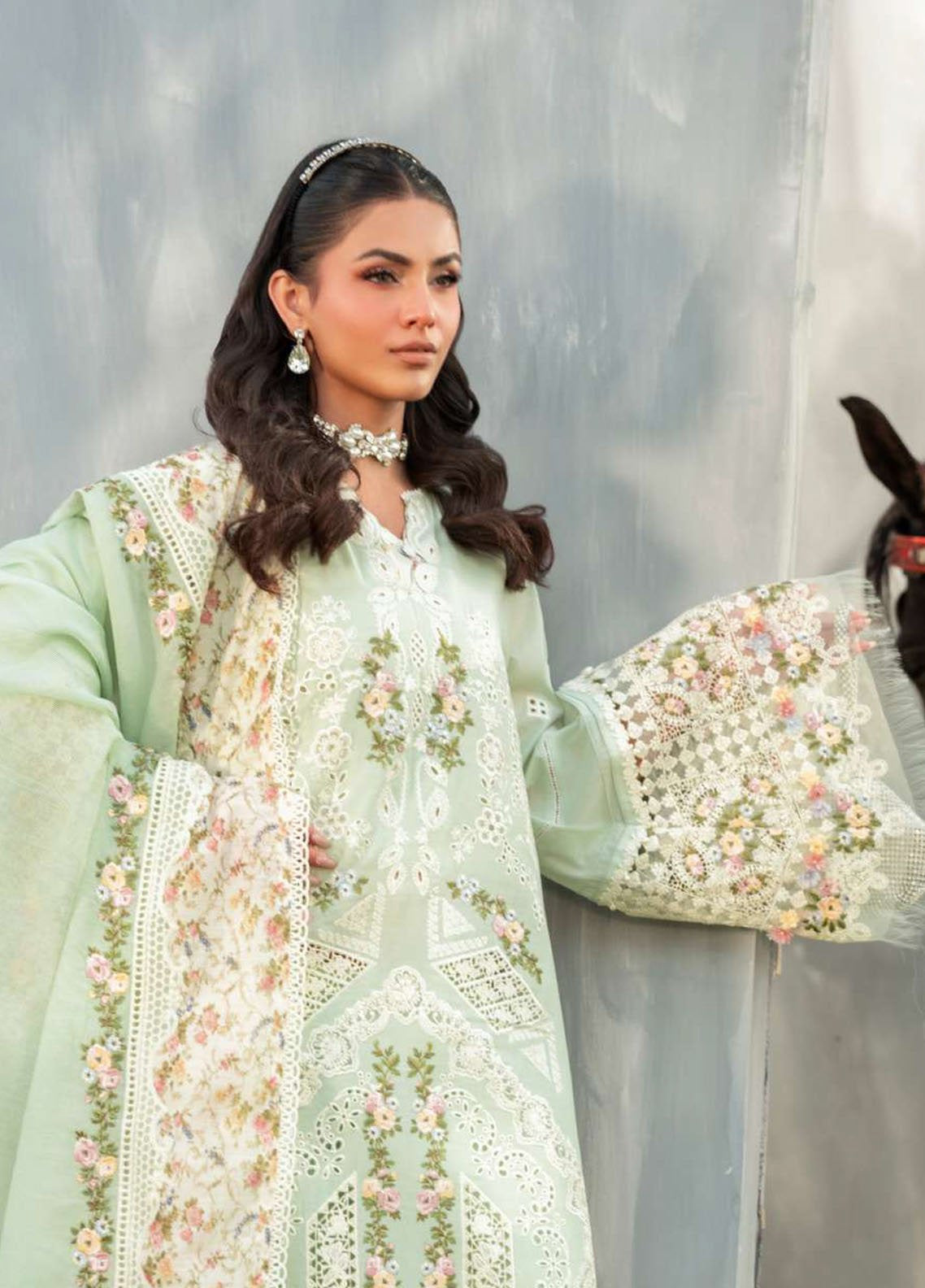 Elaf Embroidered Lawn 3 Piece Unstitched Suit EF25LV2 D-ELH-4B FROSTEL Elaf Embroidered Lawn 3 Piece Unstitched Suit EF25LV2 D-ELH-4B FROSTEL