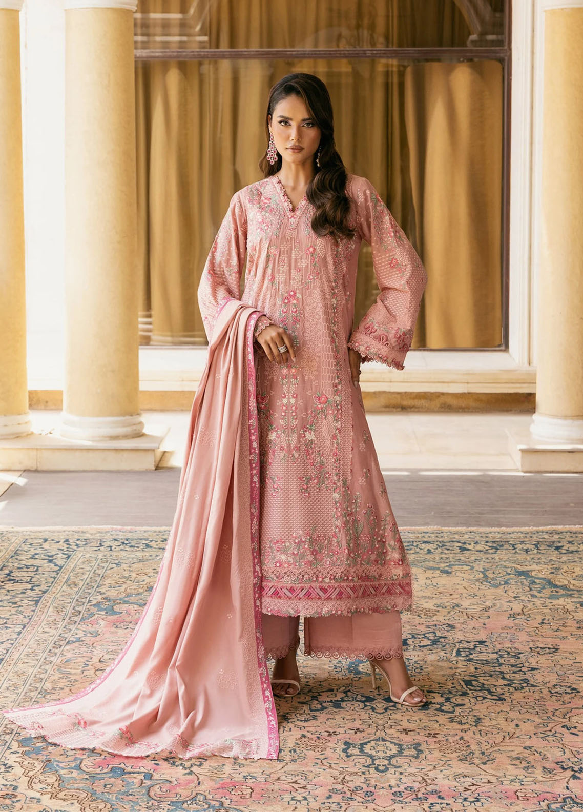 Elaf Luxury Embroidered Karandi 3 Piece Unstitched Suit EF25LW D-EWK-3A DUSTYROSE Elaf Luxury Embroidered Karandi 3 Piece Unstitched Suit EF25LW D-EWK-3A DUSTYROSE