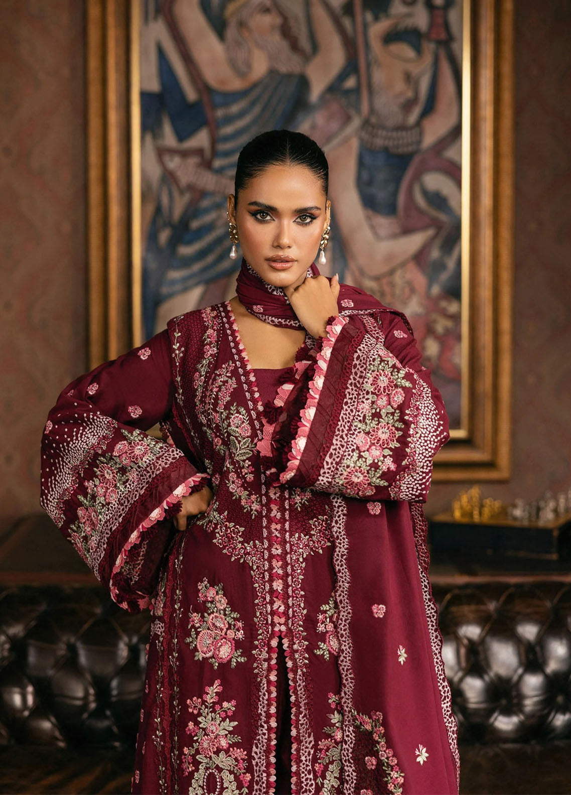 Elaf Luxury Embroidered Karandi 3 Piece Unstitched Suit EF25LW D-EWK-4B CRIMSONELLE Elaf Luxury Embroidered Karandi 3 Piece Unstitched Suit EF25LW D-EWK-4B CRIMSONELLE