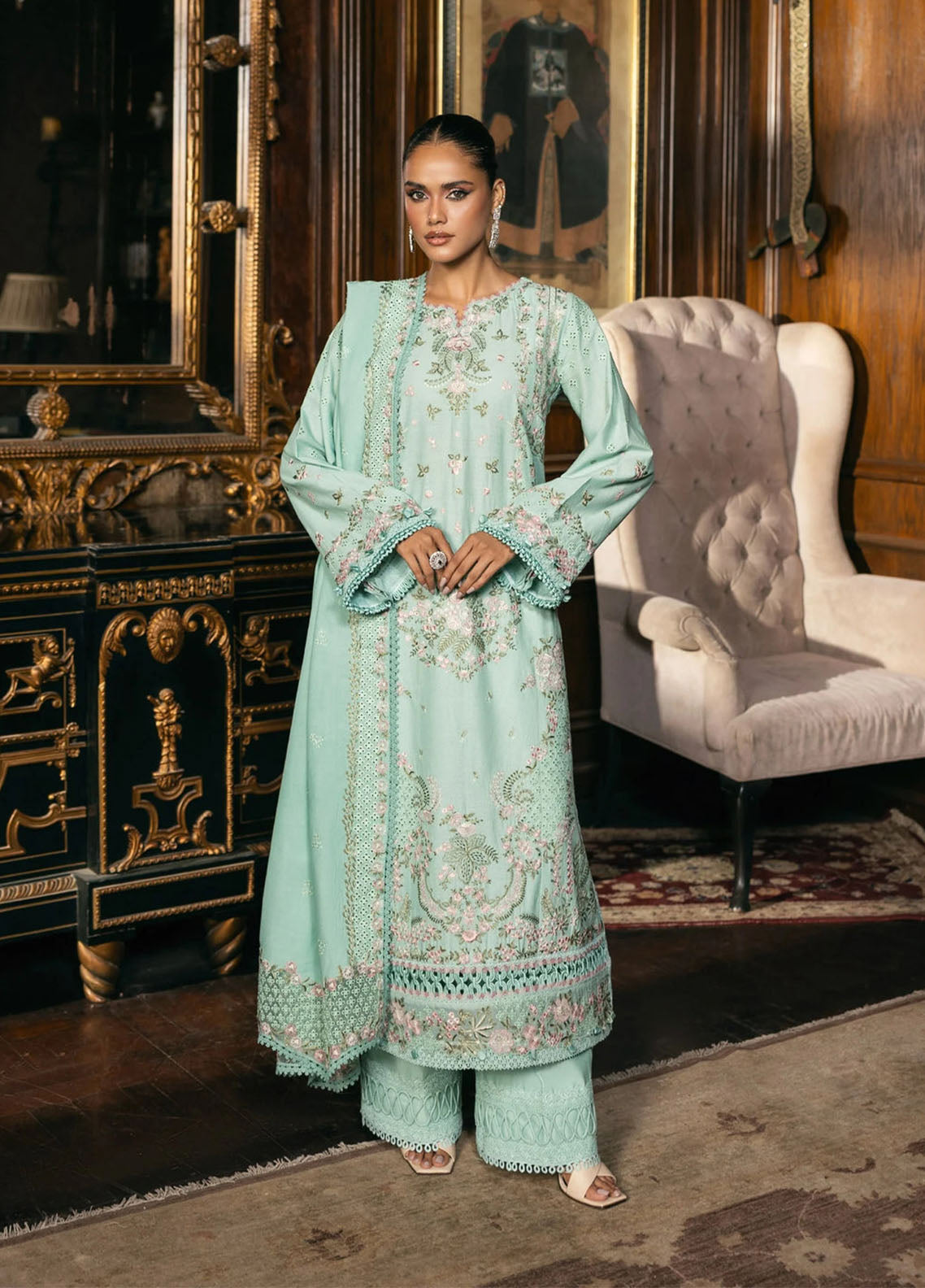 Elaf Luxury Embroidered Karandi 3 Piece Unstitched Suit EF25LW D-EWK-5B FLORAZURE Elaf Luxury Embroidered Karandi 3 Piece Unstitched Suit EF25LW D-EWK-5B FLORAZURE