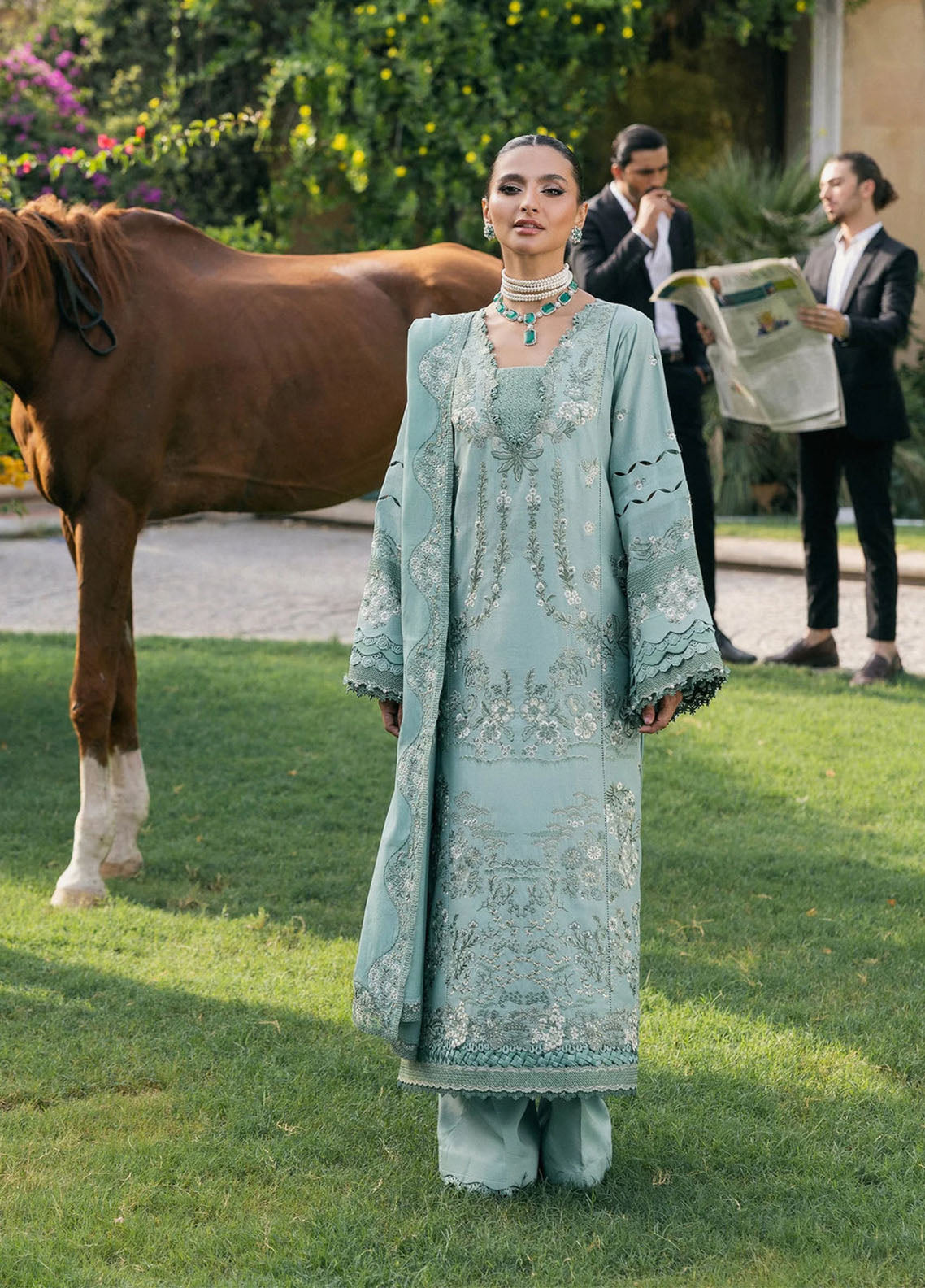 Elaf Luxury Embroidered Karandi 3 Piece Unstitched Suit EF25LW D-EWK-7A MINTFROST Elaf Luxury Embroidered Karandi 3 Piece Unstitched Suit EF25LW D-EWK-7A MINTFROST