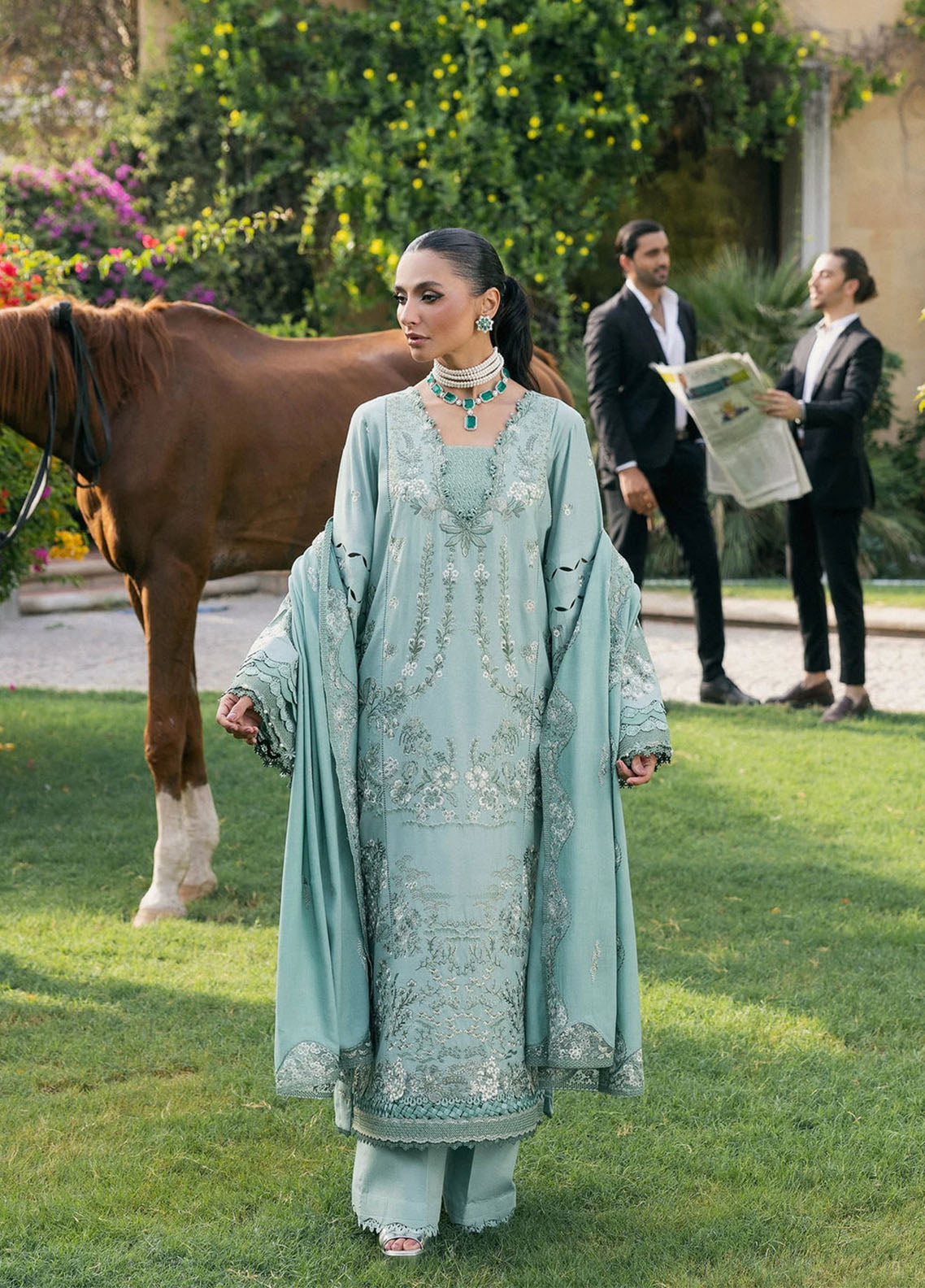 Elaf Luxury Embroidered Karandi 3 Piece Unstitched Suit EF25LW D-EWK-7A MINTFROST Elaf Luxury Embroidered Karandi 3 Piece Unstitched Suit EF25LW D-EWK-7A MINTFROST