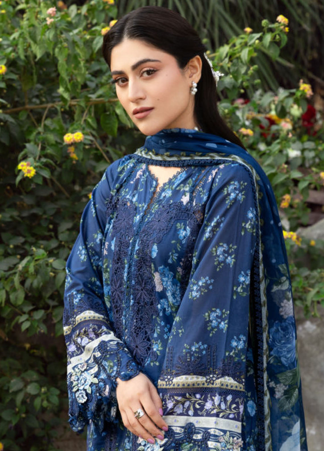 Elaf Premium Chikankari Lawn 3 Piece Unstitched Suit EF26CP D-ERC-3B NEEL Elaf Premium Chikankari Lawn 3 Piece Unstitched Suit EF26CP D-ERC-3B NEEL