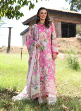 Elaf Print Chikankari Lawn 3 Piece Unstitched Suit EF24C ECK-03 B PINK MUSE
