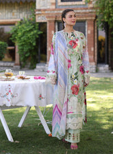 Elaf Print Chikankari Lawn 3 Piece Unstitched Suit EF24C ECK-06 B OASIS