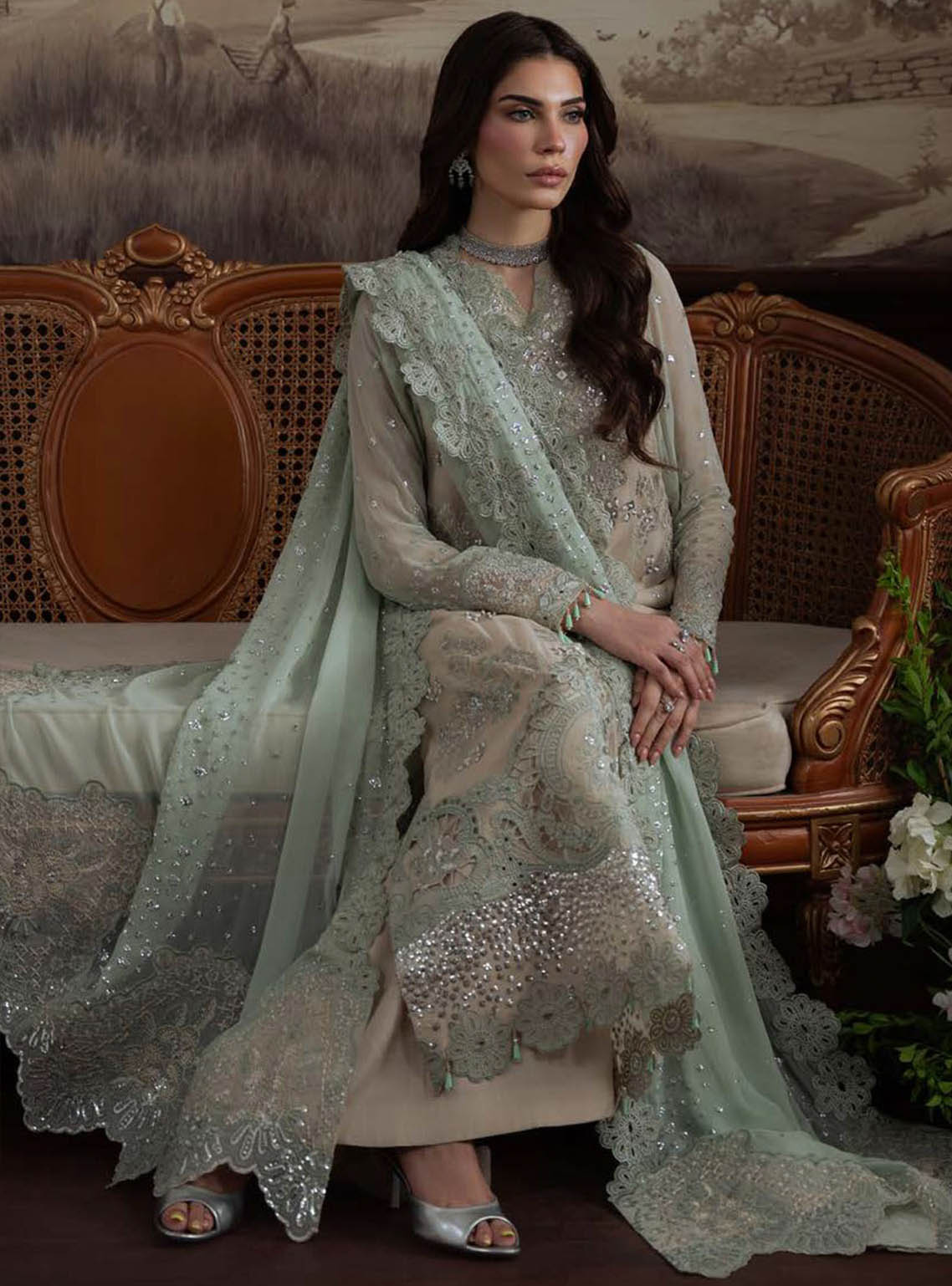Elanora By Nureh Luxury Embroidered Chiffon 4 Piece Unstitched Suit NU25ELCV2 D-NEL-73 Elanora By Nureh Luxury Embroidered Chiffon 4 Piece Unstitched Suit NU25ELCV2 D-NEL-73