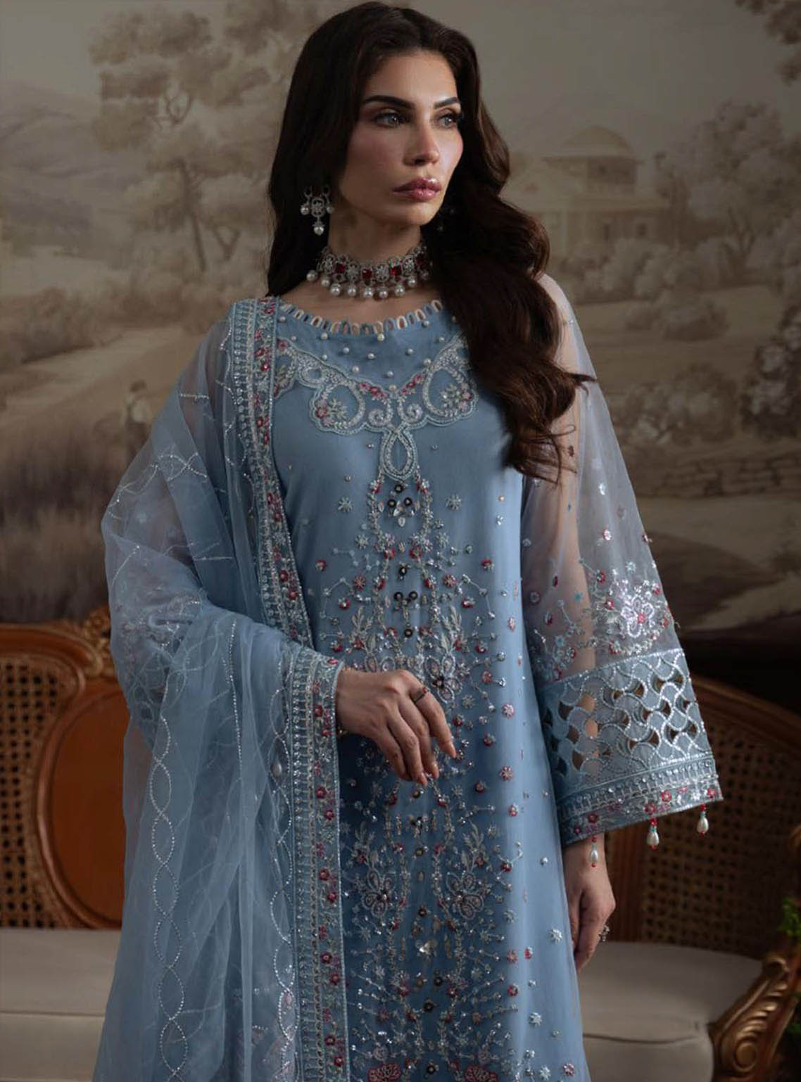 Elanora By Nureh Luxury Embroidered Chiffon 4 Piece Unstitched Suit NU25ELCV2 D-NEL-74 Elanora By Nureh Luxury Embroidered Chiffon 4 Piece Unstitched Suit NU25ELCV2 D-NEL-74