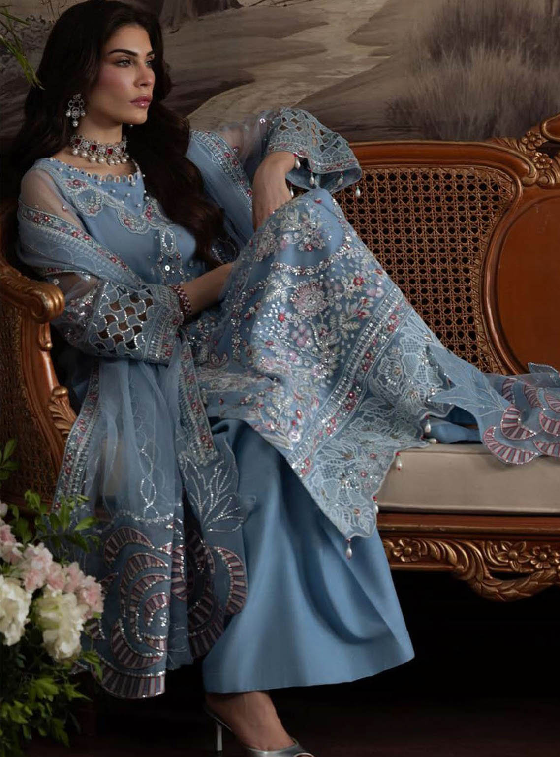 Elanora By Nureh Luxury Embroidered Chiffon 4 Piece Unstitched Suit NU25ELCV2 D-NEL-74 Elanora By Nureh Luxury Embroidered Chiffon 4 Piece Unstitched Suit NU25ELCV2 D-NEL-74