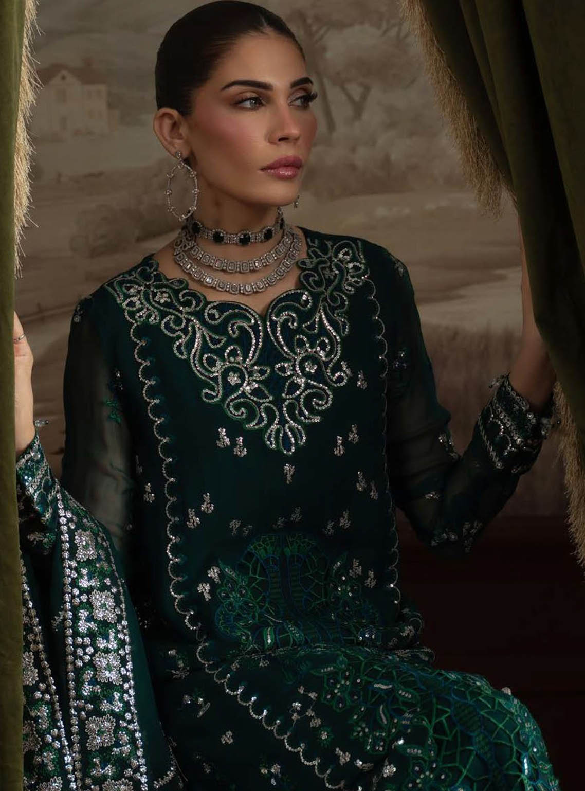 Elanora By Nureh Luxury Embroidered Chiffon 4 Piece Unstitched Suit NU25ELCV2 D-NEL-77 Elanora By Nureh Luxury Embroidered Chiffon 4 Piece Unstitched Suit NU25ELCV2 D-NEL-77