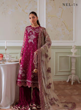 Elanora By Nureh Luxury Embroidered Chiffon 4 Piece Unstitched Suit NU25ELCV3 D-NEL-78