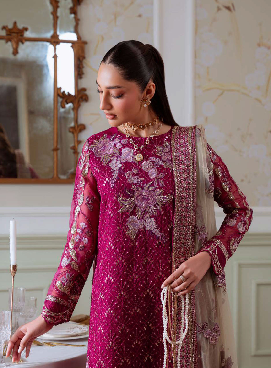 Elanora By Nureh Luxury Embroidered Chiffon 4 Piece Unstitched Suit NU25ELCV3 D-NEL-78 Elanora By Nureh Luxury Embroidered Chiffon 4 Piece Unstitched Suit NU25ELCV3 D-NEL-78