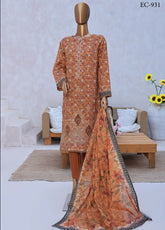 Elegant By HZ Textile Embroidered Lawn 3 Piece Unstitched Suit HZ25EE EC-931