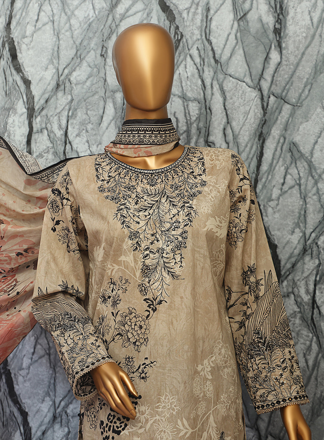 Elegant By HZ Textiles Embroidered Lawn 3 Piece Unstitched Suit HZ25EV2 EC-1044 Elegant By HZ Textiles Embroidered Lawn 3 Piece Unstitched Suit HZ25EV2 EC-1044