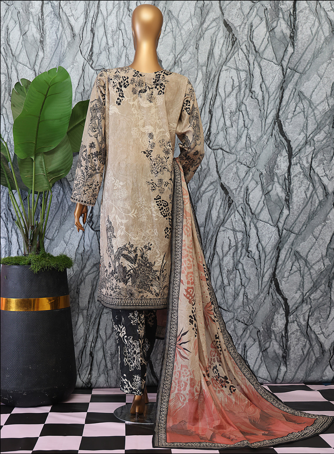 Elegant By HZ Textiles Embroidered Lawn 3 Piece Unstitched Suit HZ25EV2 EC-1044 Elegant By HZ Textiles Embroidered Lawn 3 Piece Unstitched Suit HZ25EV2 EC-1044