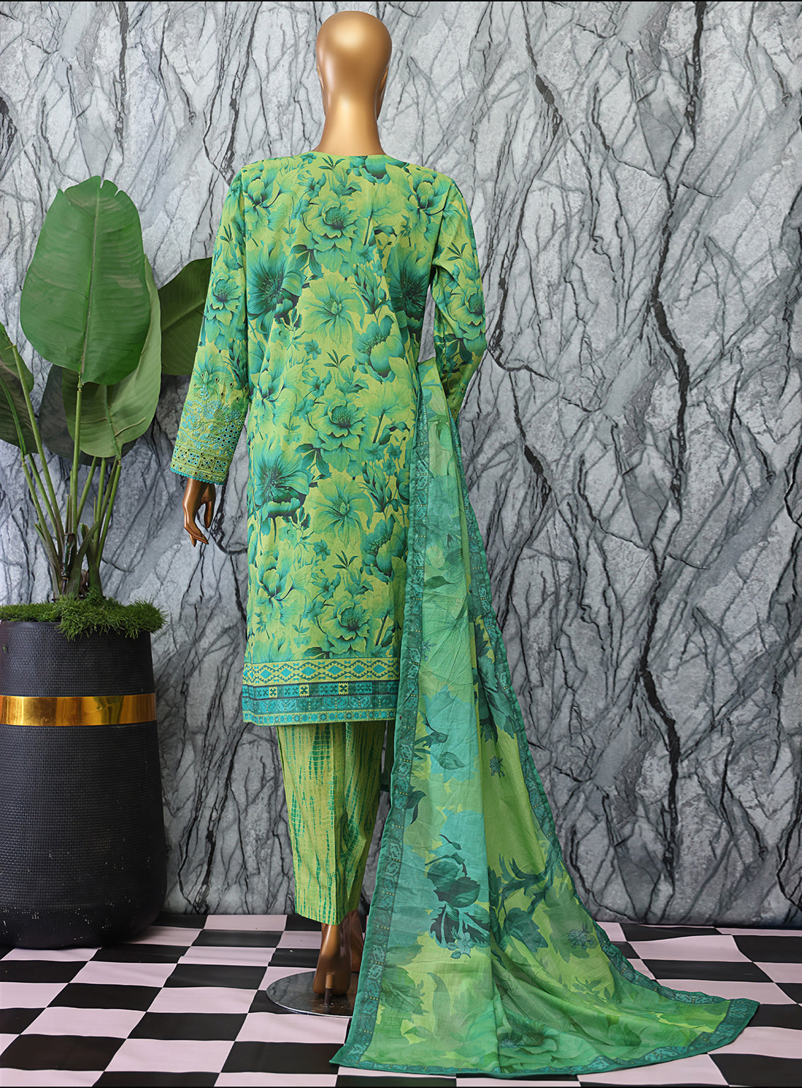 Elegant By HZ Textiles Embroidered Lawn 3 Piece Unstitched Suit HZ25EV2 EC-1049 Elegant By HZ Textiles Embroidered Lawn 3 Piece Unstitched Suit HZ25EV2 EC-1049