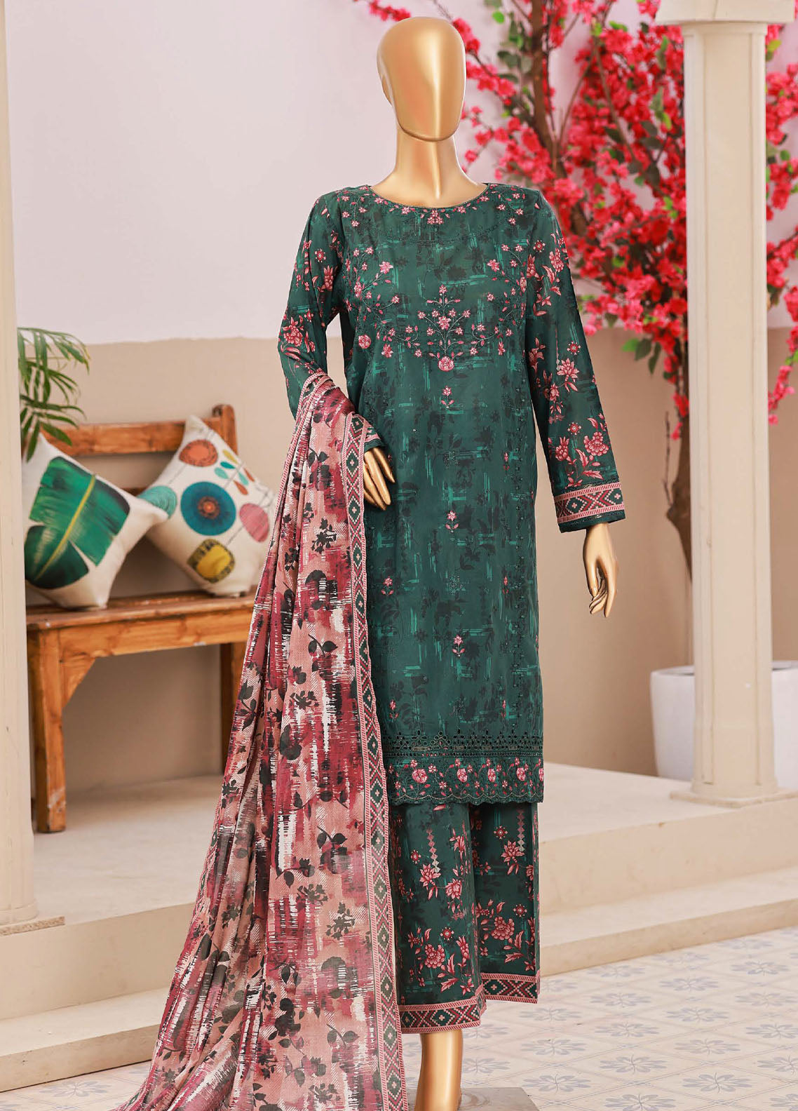 Elegant By HZ Textiles Embroidered Lawn 3 Piece Unstitched Suit HZ26EE D-CE-1016 Elegant By HZ Textiles Embroidered Lawn 3 Piece Unstitched Suit HZ26EE D-CE-1016