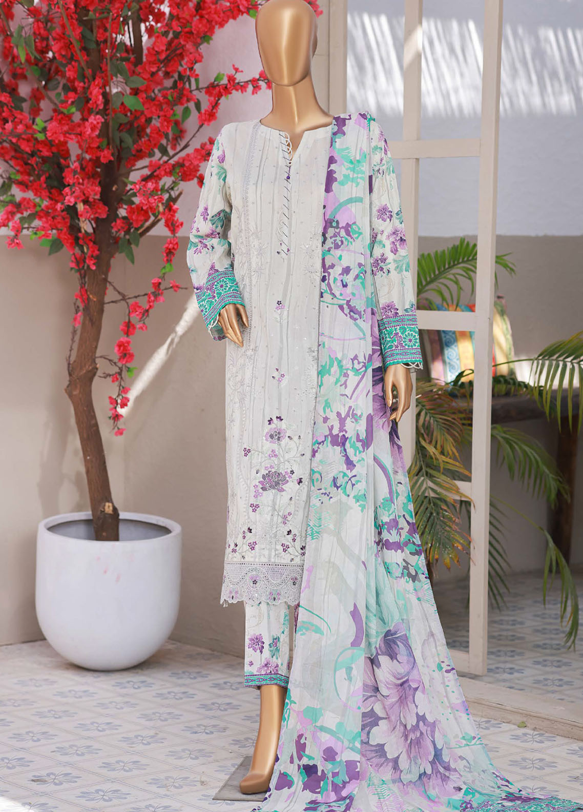 Elegant By HZ Textiles Embroidered Lawn 3 Piece Unstitched Suit HZ26EE D-CE-1019 Elegant By HZ Textiles Embroidered Lawn 3 Piece Unstitched Suit HZ26EE D-CE-1019