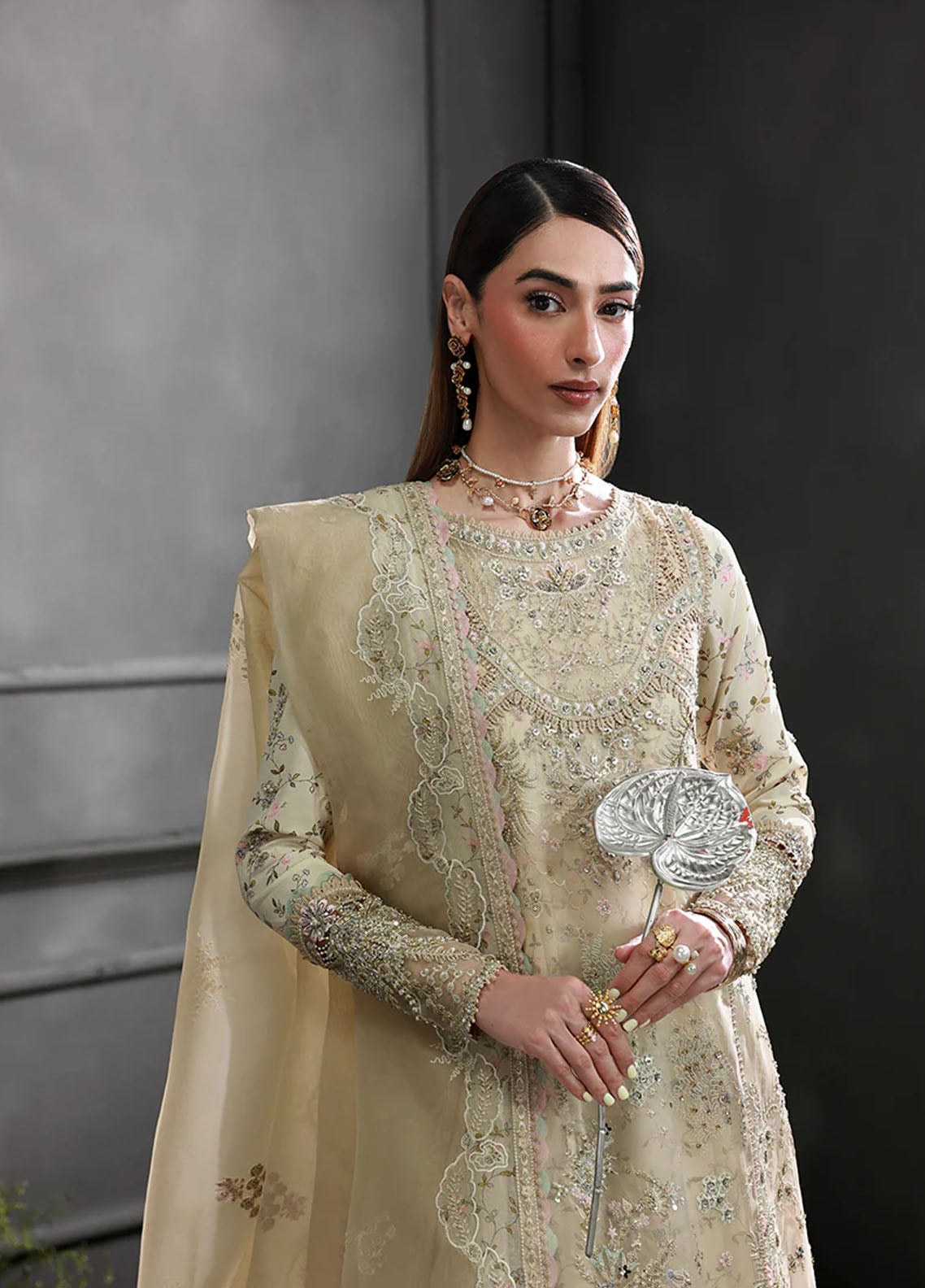 Elirah By Qalamkar Embroidered Organza 3 Piece Unstitched Suit QLM25EF D-MF-04 IVORY GRACE Elirah By Qalamkar Embroidered Organza 3 Piece Unstitched Suit QLM25EF D-MF-04 IVORY GRACE