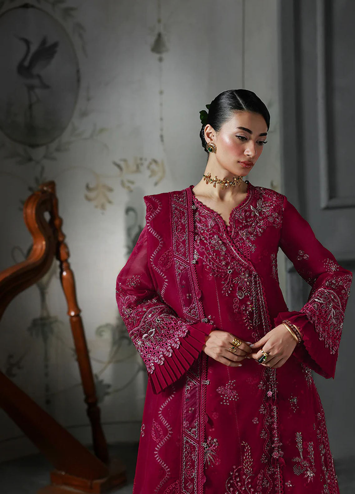 Elirah By Qalamkar Embroidered Organza 3 Piece Unstitched Suit QLM25EF D-MF-05 AMARIS Elirah By Qalamkar Embroidered Organza 3 Piece Unstitched Suit QLM25EF D-MF-05 AMARIS