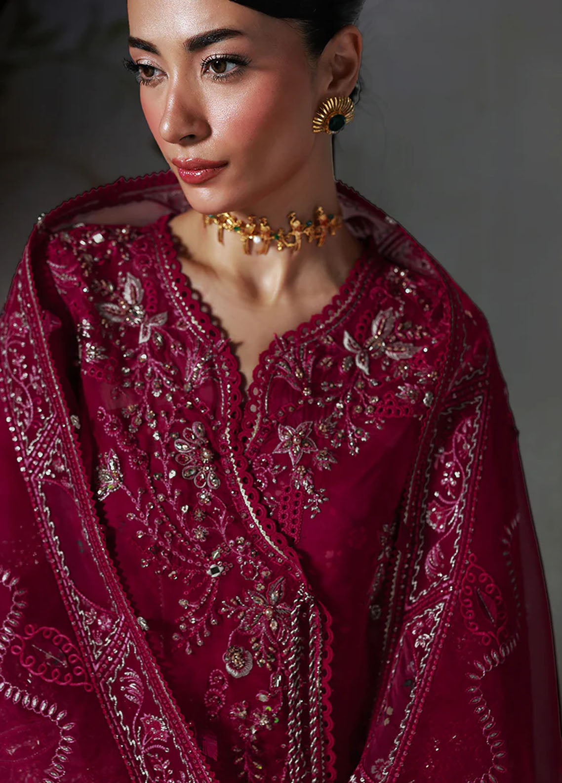 Elirah By Qalamkar Embroidered Organza 3 Piece Unstitched Suit QLM25EF D-MF-05 AMARIS Elirah By Qalamkar Embroidered Organza 3 Piece Unstitched Suit QLM25EF D-MF-05 AMARIS