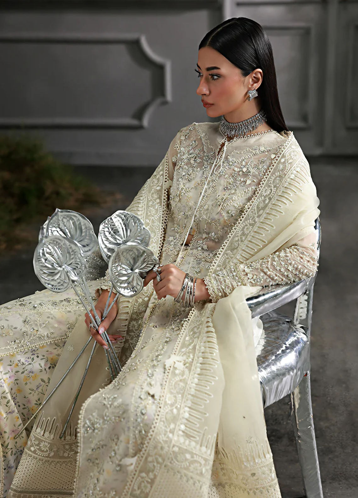 Elirah By Qalamkar Embroidered Organza 3 Piece Unstitched Suit QLM25EF D-MF-06 IVARA Elirah By Qalamkar Embroidered Organza 3 Piece Unstitched Suit QLM25EF D-MF-06 IVARA