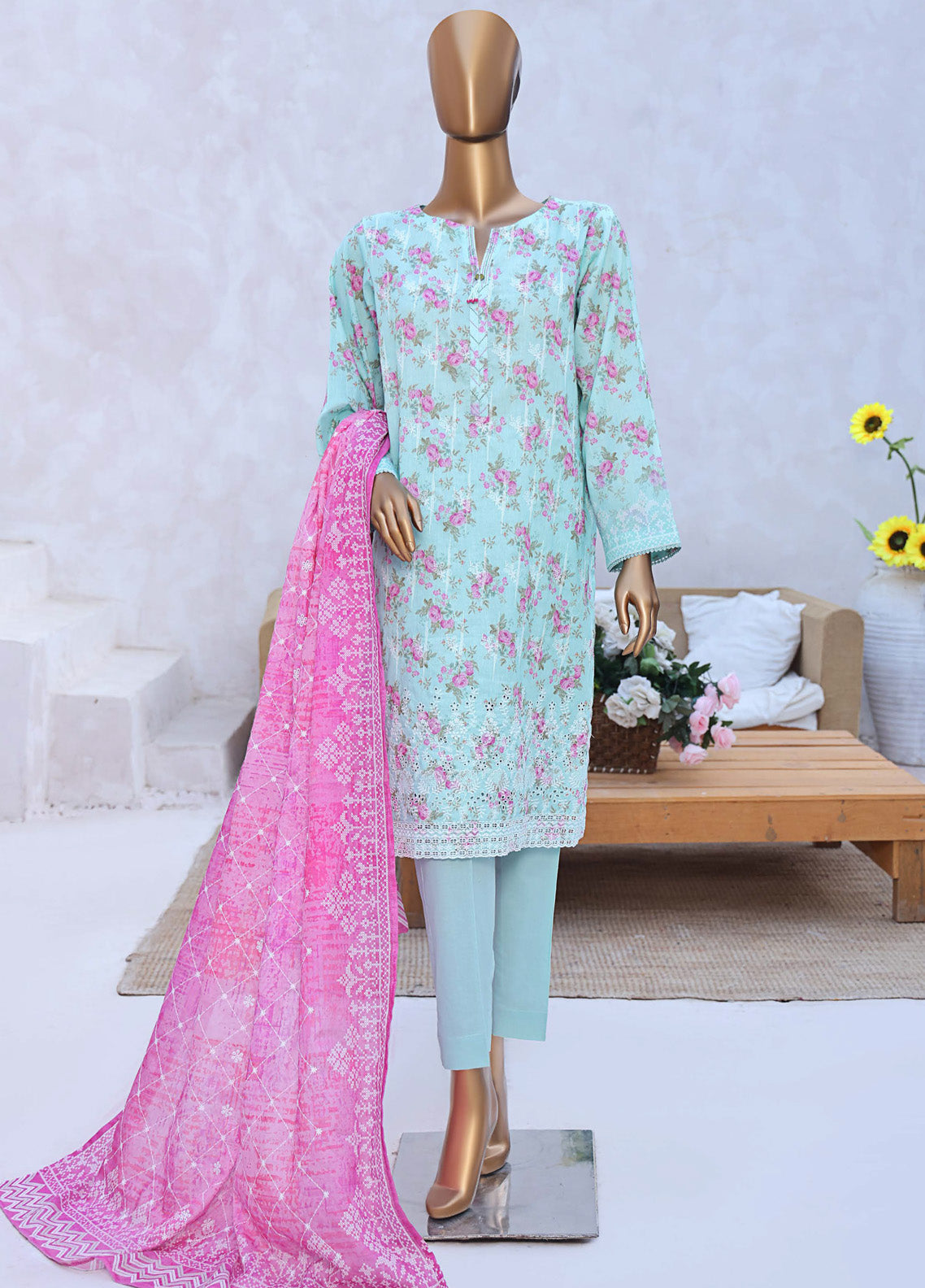 Elite By HZ Textile Chikankari Lawn 3 Piece Unstitched Suit HZ25E D-232A Elite By HZ Textile Chikankari Lawn 3 Piece Unstitched Suit HZ25E D-232A