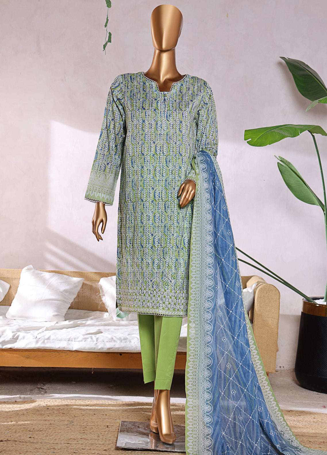 Elite By HZ Textile Chikankari Lawn 3 Piece Unstitched Suit HZ25E D-234A Elite By HZ Textile Chikankari Lawn 3 Piece Unstitched Suit HZ25E D-234A
