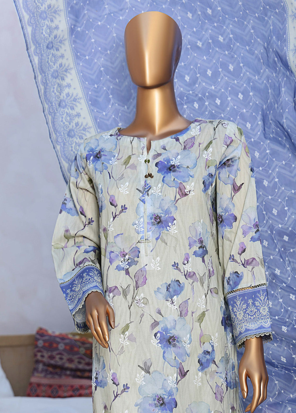 Elite By HZ Textile Chikankari Lawn 3 Piece Unstitched Suit HZ25E D-236A Elite By HZ Textile Chikankari Lawn 3 Piece Unstitched Suit HZ25E D-236A