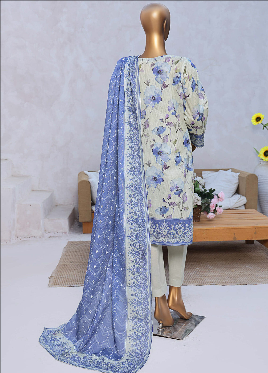 Elite By HZ Textile Chikankari Lawn 3 Piece Unstitched Suit HZ25E D-236A Elite By HZ Textile Chikankari Lawn 3 Piece Unstitched Suit HZ25E D-236A