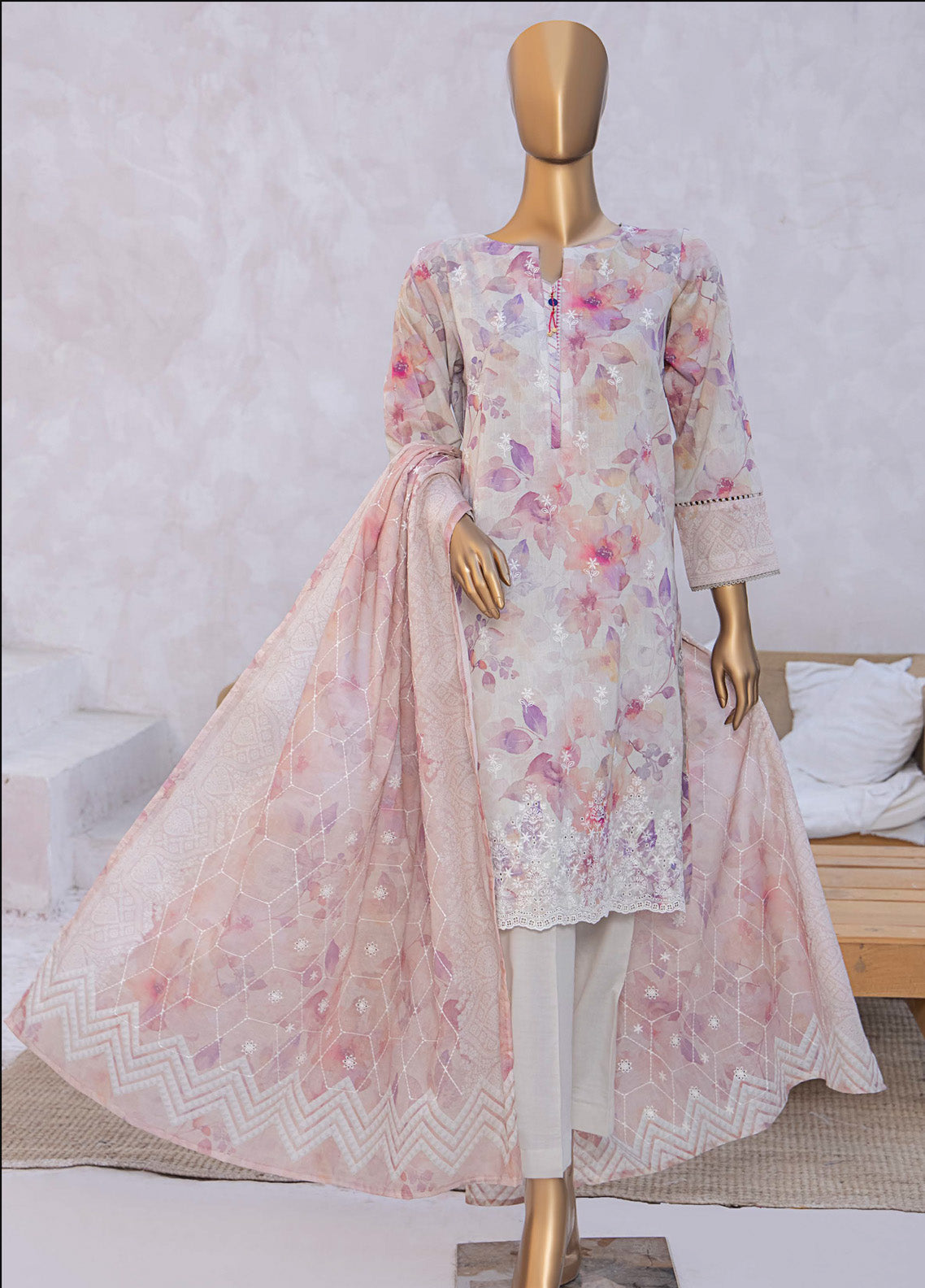 Elite By HZ Textile Chikankari Lawn 3 Piece Unstitched Suit HZ25E D-237A Elite By HZ Textile Chikankari Lawn 3 Piece Unstitched Suit HZ25E D-237A