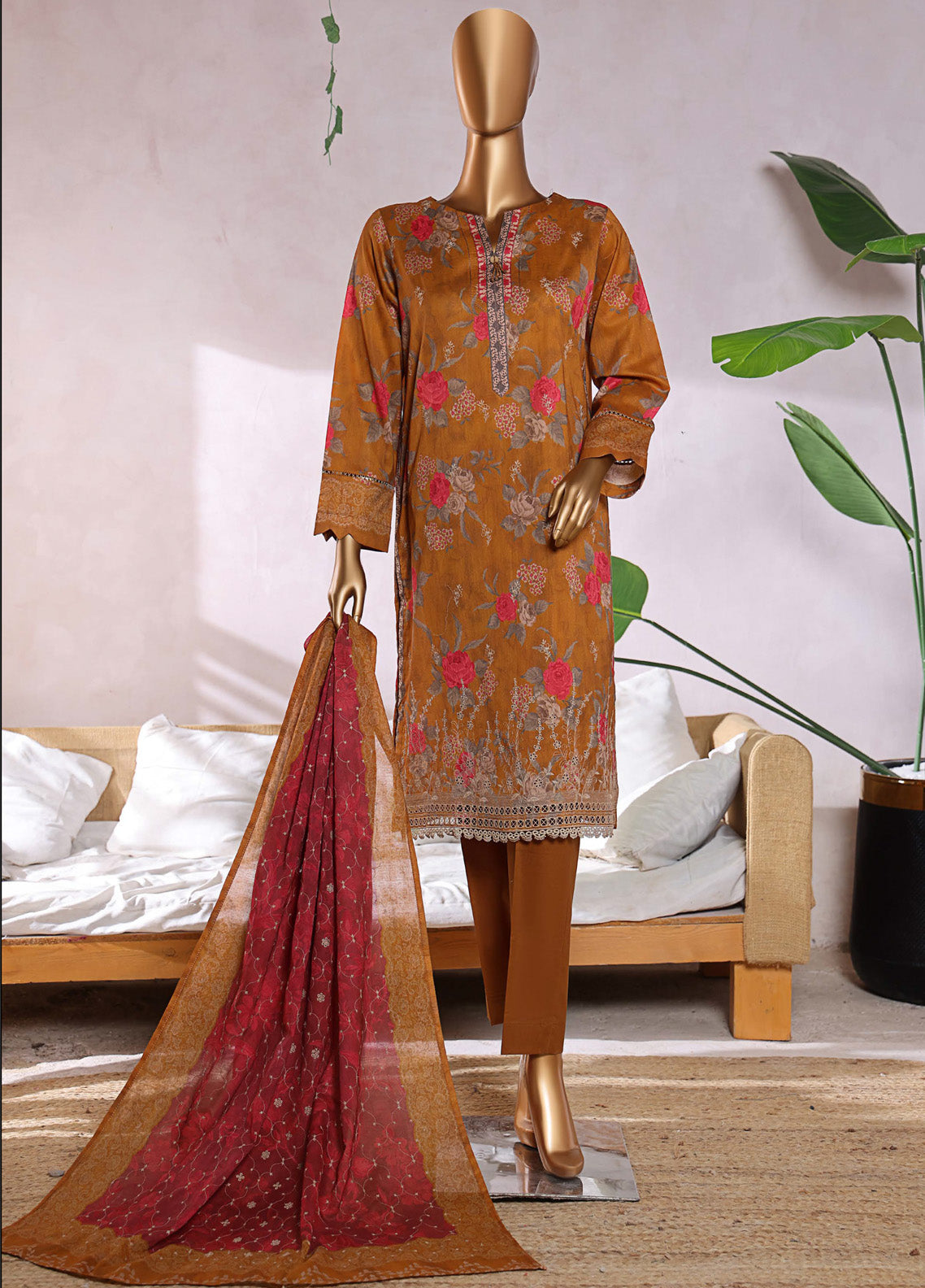 Elite By HZ Textile Chikankari Lawn 3 Piece Unstitched Suit HZ25E D-239A Elite By HZ Textile Chikankari Lawn 3 Piece Unstitched Suit HZ25E D-239A