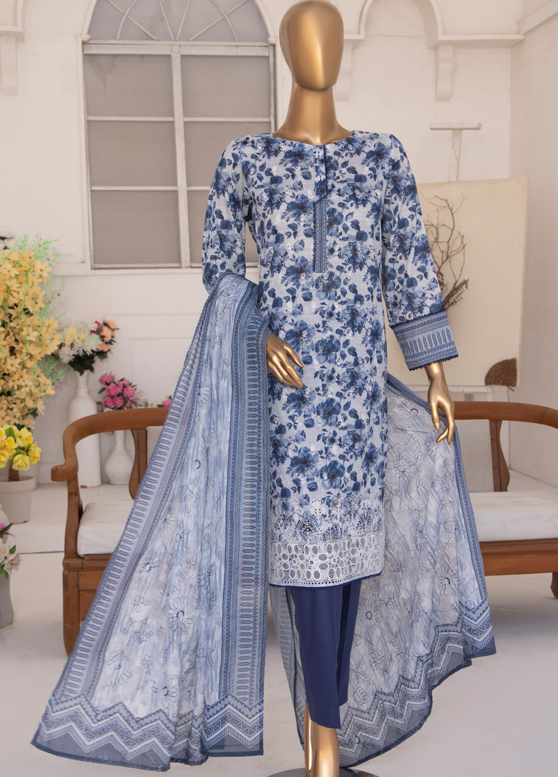 Elite By HZ Textile Embroidered Lawn 3 Piece Unstitched Suit HZ25EV2 ELC-217 Elite By HZ Textile Embroidered Lawn 3 Piece Unstitched Suit HZ25EV2 ELC-217
